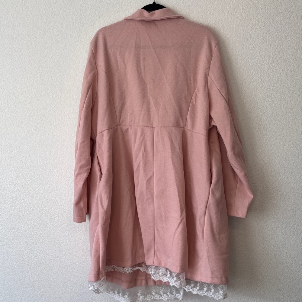 SHEIN Pink PeaCoat with Lace Hem - Picture 12 of 12